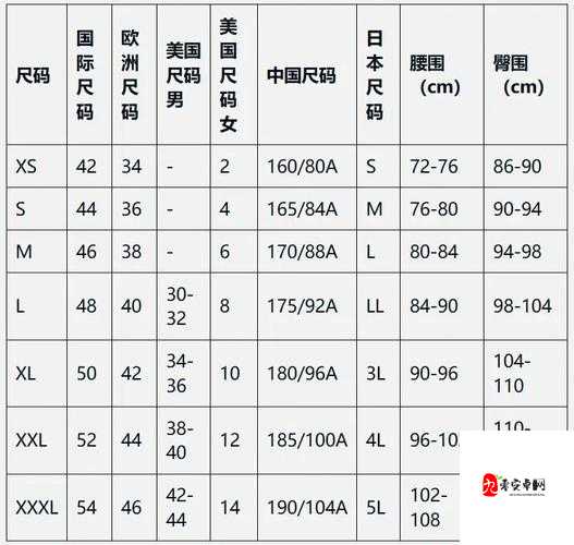 欧洲尺码日本尺码专线图片:清晰展示尺码差异与专线特色
