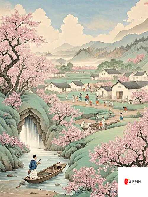 陶渊明笔下的桃花源洞口,芳草萋萋,犹如一幅宁静美丽的画卷
